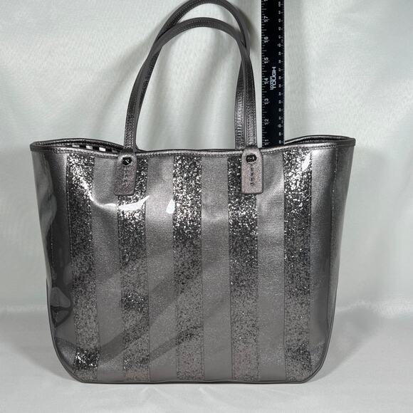 Henri Bendel Silver Luxury Sparkle/Glitter Designer Tote Bag Rare - Picture 12 of 13